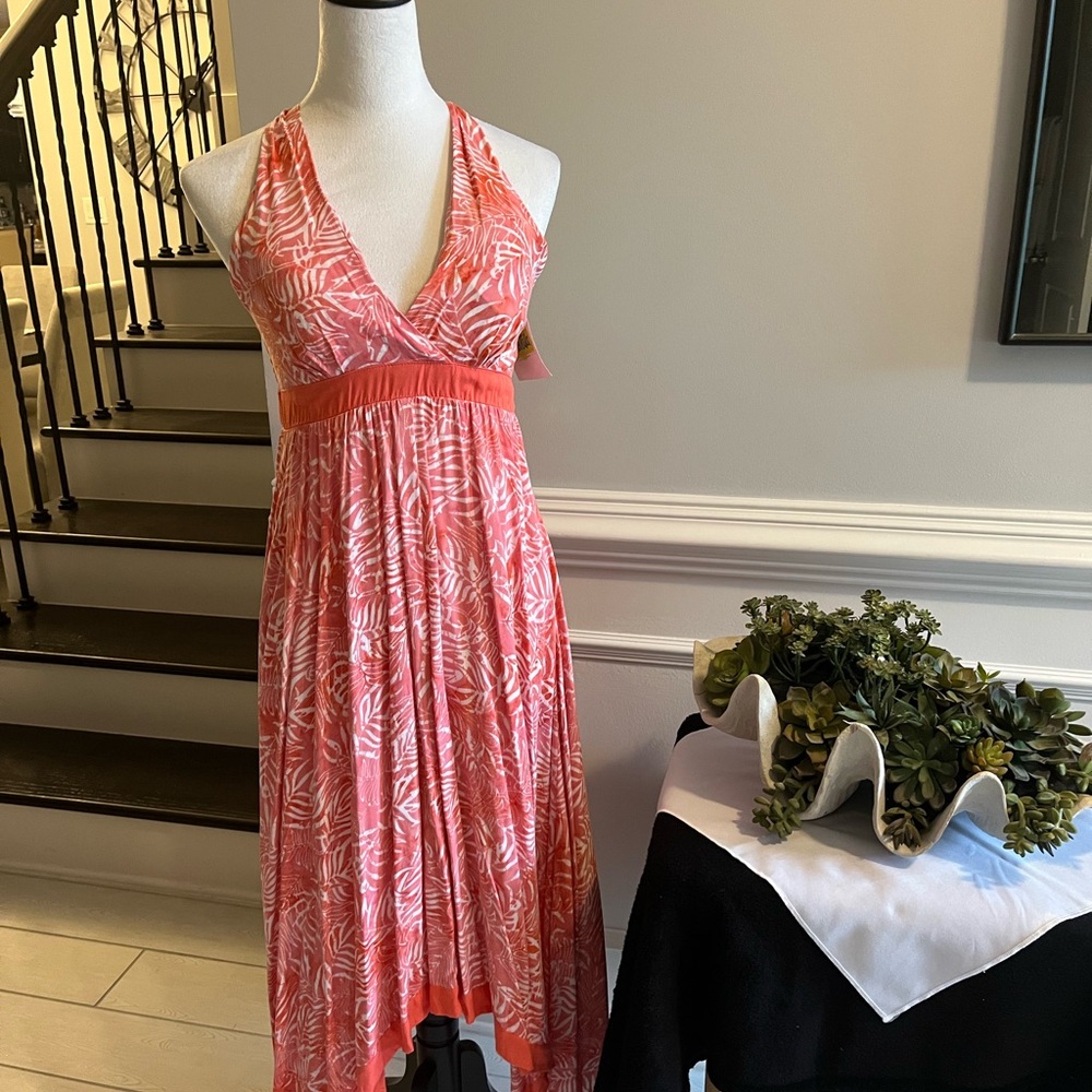 Elegant Coral High Low Dress